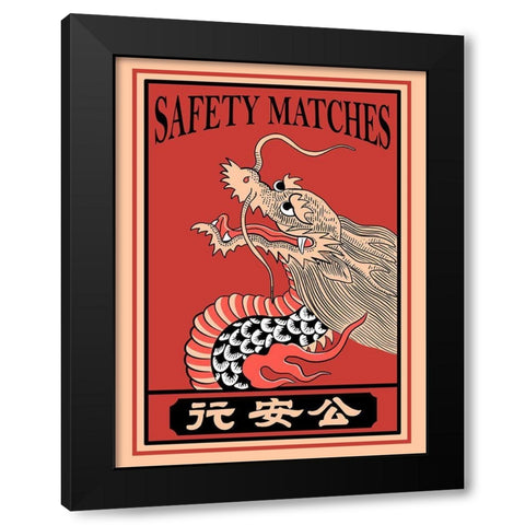 Japanese Dragon Matches Black Modern Wood Framed Art Print by Rogan, Mark