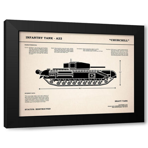 Churchill A22 Tank Black Modern Wood Framed Art Print with Double Matting by Rogan, Mark