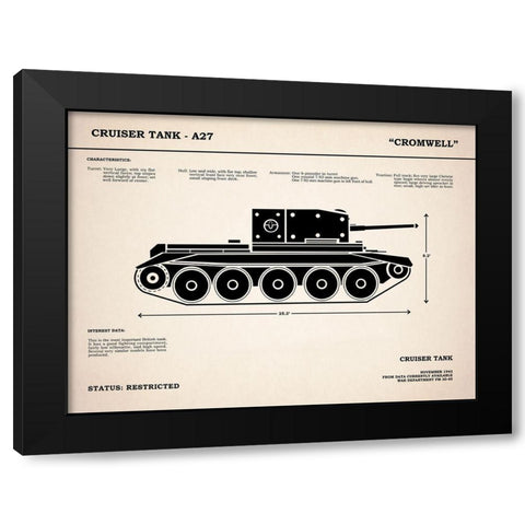 Cromwell A27 Tank Black Modern Wood Framed Art Print with Double Matting by Rogan, Mark