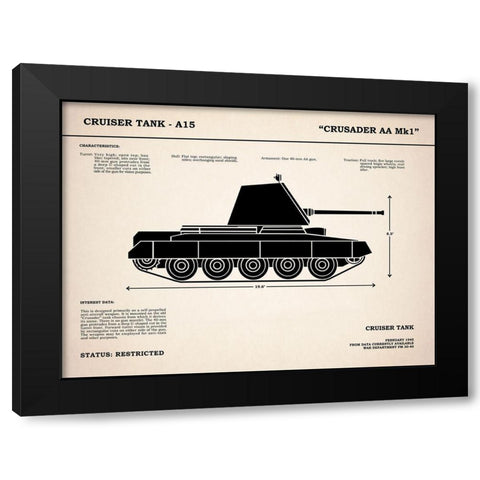 Crusader A15 Tank Black Modern Wood Framed Art Print with Double Matting by Rogan, Mark