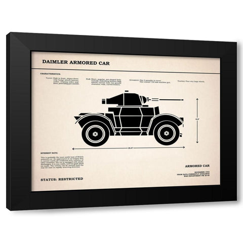 Daimler Armored Car Black Modern Wood Framed Art Print with Double Matting by Rogan, Mark