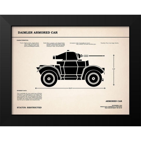 Daimler Armored Car Black Modern Wood Framed Art Print by Rogan, Mark