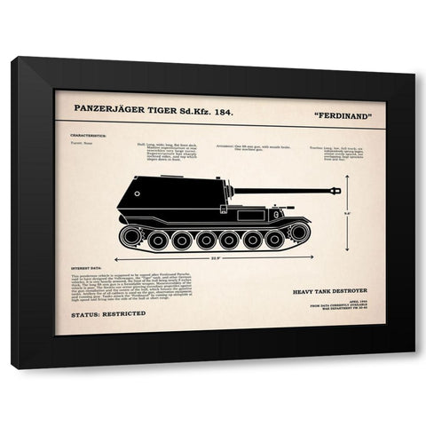 Ferdinand Tank Destroyer Black Modern Wood Framed Art Print by Rogan, Mark