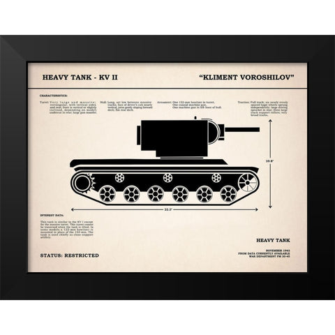 KV2 Heavy Tank Black Modern Wood Framed Art Print by Rogan, Mark