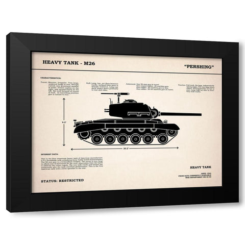 M26 Pershing Tank Black Modern Wood Framed Art Print by Rogan, Mark