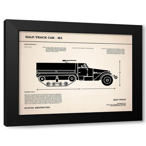 M3 Half Track Car Black Modern Wood Framed Art Print with Double Matting by Rogan, Mark