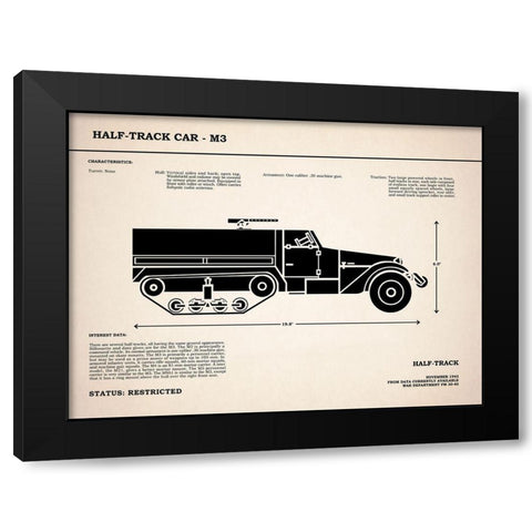 M3 Half Track Car Black Modern Wood Framed Art Print by Rogan, Mark