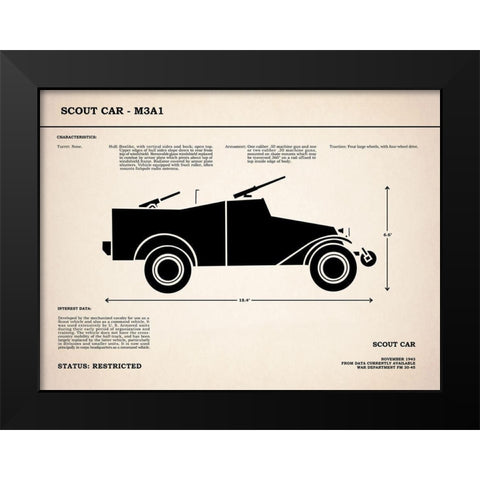 M3A1 ScoutCar Black Modern Wood Framed Art Print by Rogan, Mark