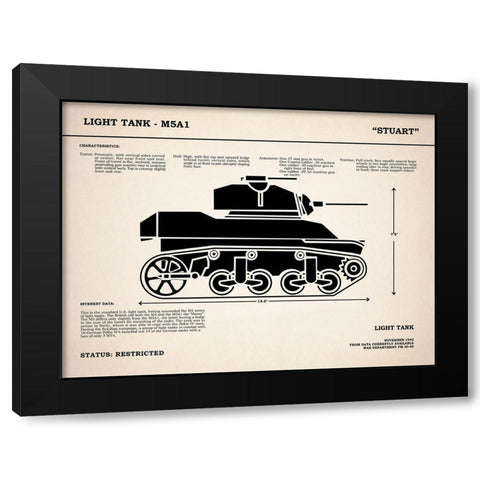 M5A1 Light Tank Black Modern Wood Framed Art Print with Double Matting by Rogan, Mark