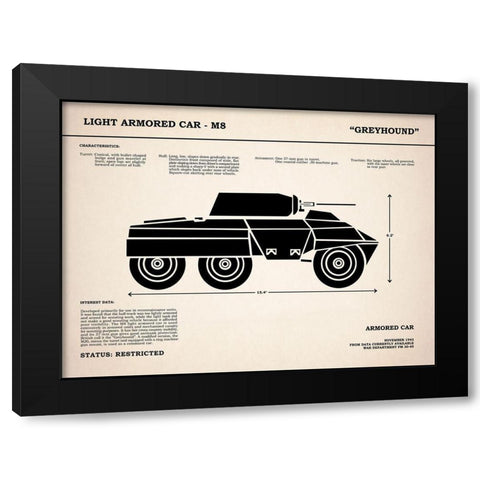 M8 Armored Car Greyhound Black Modern Wood Framed Art Print with Double Matting by Rogan, Mark