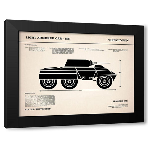 M8 Armored Car Greyhound Black Modern Wood Framed Art Print by Rogan, Mark