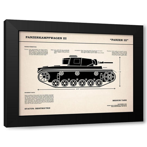 Panzer III Tank Black Modern Wood Framed Art Print with Double Matting by Rogan, Mark