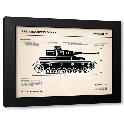 Panzer IV Tank Black Modern Wood Framed Art Print by Rogan, Mark