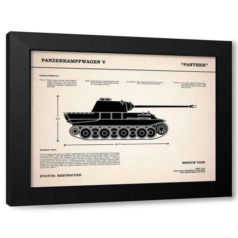 Panzer V Panther Tank Black Modern Wood Framed Art Print with Double Matting by Rogan, Mark