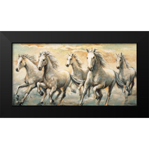 Wild Horses Black Modern Wood Framed Art Print by Steele, Ralph