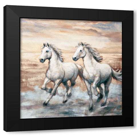 Running Horses I Black Modern Wood Framed Art Print by Steele, Ralph