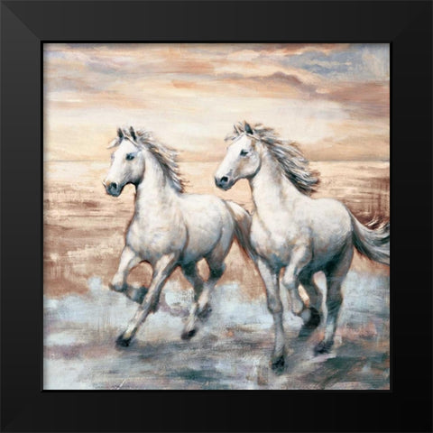 Running Horses I Black Modern Wood Framed Art Print by Steele, Ralph