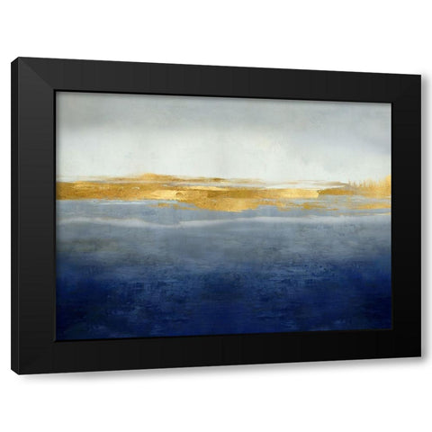 Linear Gold on Indigo Black Modern Wood Framed Art Print with Double Matting by Messina, Jake