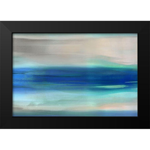 Blue and Green Stroke Black Modern Wood Framed Art Print by Messina, Jake