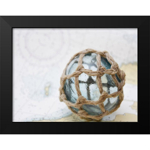 Fishing float on chart Black Modern Wood Framed Art Print by Plank, Savanah