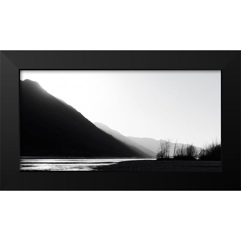 BandW glacial river Black Modern Wood Framed Art Print by Plank, Savanah