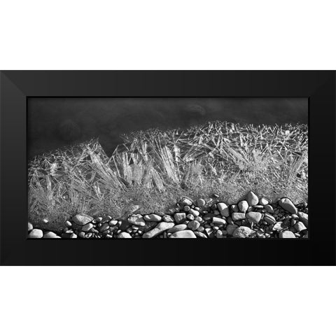 Frozen Rivers Edge Black Modern Wood Framed Art Print by Plank, Savanah