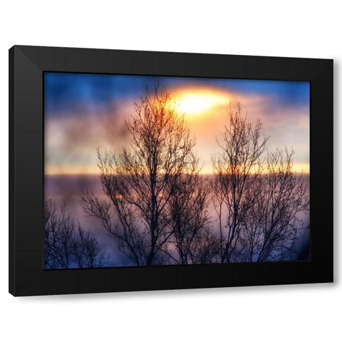 Abstract Sunset Black Modern Wood Framed Art Print by Plank, Savanah