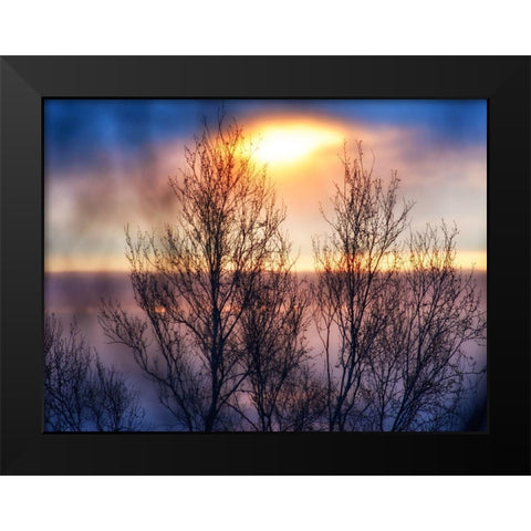 Abstract Sunset Black Modern Wood Framed Art Print by Plank, Savanah