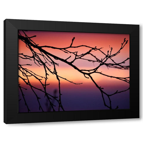 Abstract Sunset Black Modern Wood Framed Art Print by Plank, Savanah