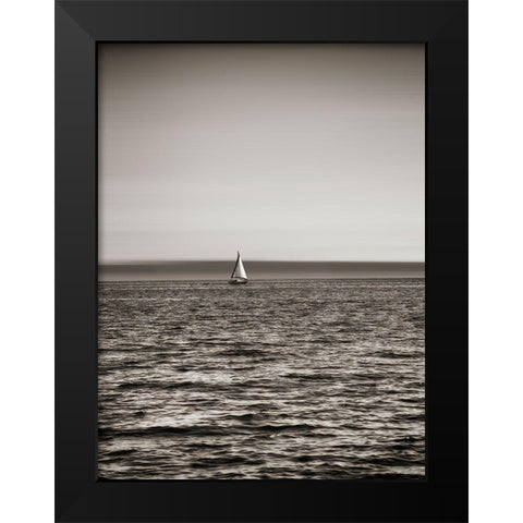 USA, Seattle, sailboat in Elli Black Modern Wood Framed Art Print by Plank, Savanah