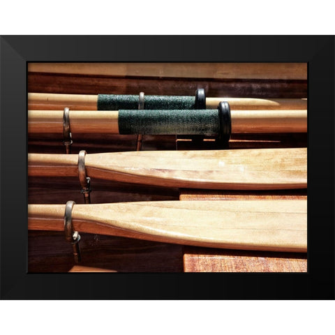 Wooden Oars Black Modern Wood Framed Art Print by Plank, Savanah