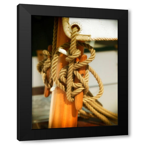 Sailboat cleat Black Modern Wood Framed Art Print by Plank, Savanah