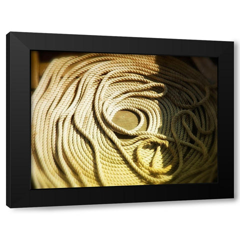 Boat line coiled Black Modern Wood Framed Art Print with Double Matting by Plank, Savanah