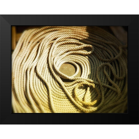 Boat line coiled Black Modern Wood Framed Art Print by Plank, Savanah