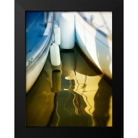 Sailboat summertime harbor Black Modern Wood Framed Art Print by Plank, Savanah