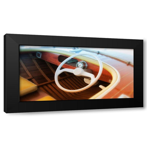 Vintage speed boat Black Modern Wood Framed Art Print by Plank, Savanah