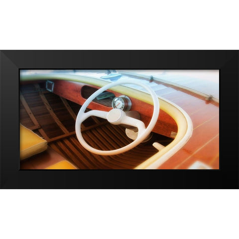 Vintage speed boat Black Modern Wood Framed Art Print by Plank, Savanah
