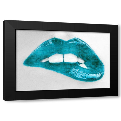 Luscious Teal Black Modern Wood Framed Art Print by McGuire, Sarah
