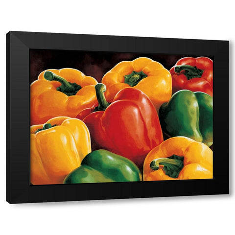 Peperoni Black Modern Wood Framed Art Print by Mottinelli, Stefania