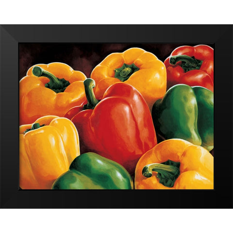 Peperoni Black Modern Wood Framed Art Print by Mottinelli, Stefania