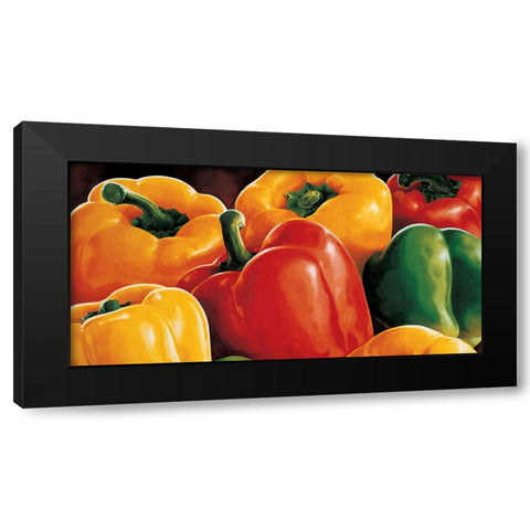 Peperoni Black Modern Wood Framed Art Print by Mottinelli, Stefania