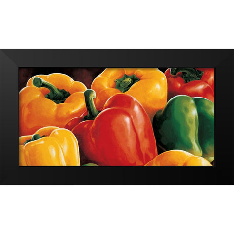 Peperoni Black Modern Wood Framed Art Print by Mottinelli, Stefania