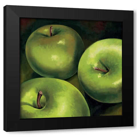 Mele verdi Black Modern Wood Framed Art Print by Mottinelli, Stefania