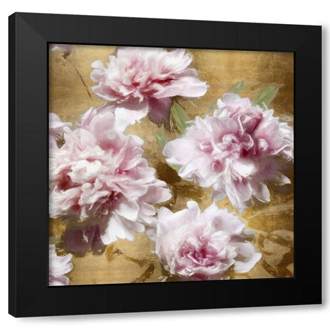 Peonies on Gold I Black Modern Wood Framed Art Print by Sullivan, Shawna