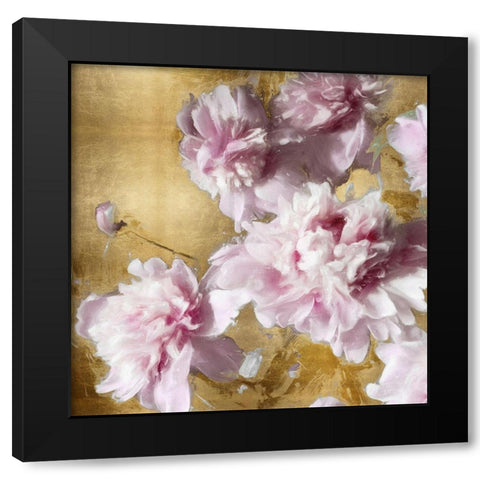 Peonies on Gold II Black Modern Wood Framed Art Print by Sullivan, Shawna