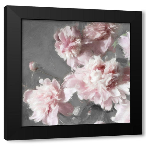 Peonies on Gray II Black Modern Wood Framed Art Print with Double Matting by Sullivan, Shawna