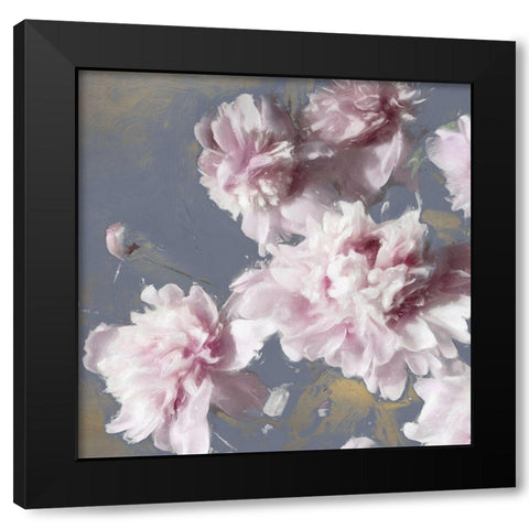 Peonies on Gray and Gold II Black Modern Wood Framed Art Print by Sullivan, Shawna