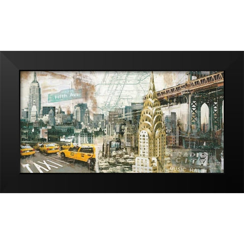 New York Black Modern Wood Framed Art Print by Burke, Tyler