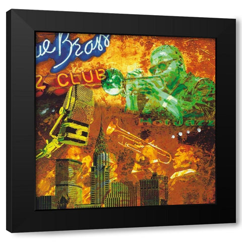 Hot jazz Black Modern Wood Framed Art Print with Double Matting by Burke, Tyler