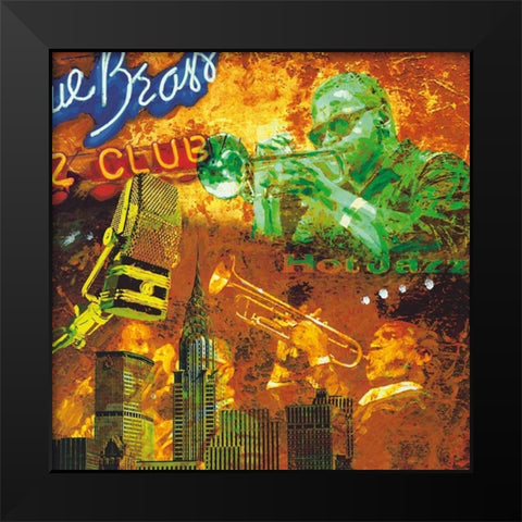 Hot jazz Black Modern Wood Framed Art Print by Burke, Tyler